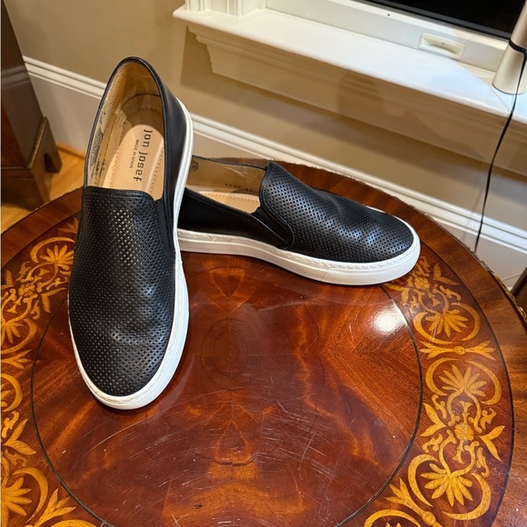 Jon Josef Black Leather Perforated Slip on Sneakers Size 40/10 MSRP $225 - Picture 6 of 8
